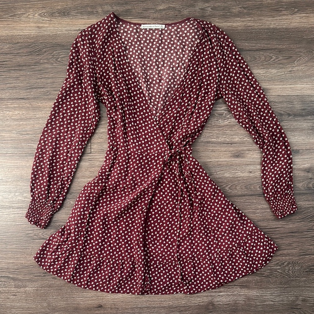Abercrombie & Fitch Burgundy Wrap Mini Dress